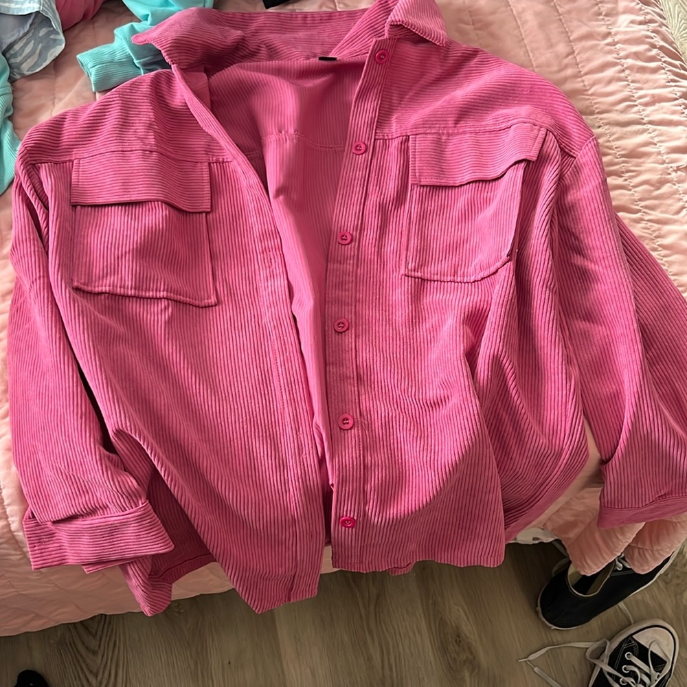pink cardigan